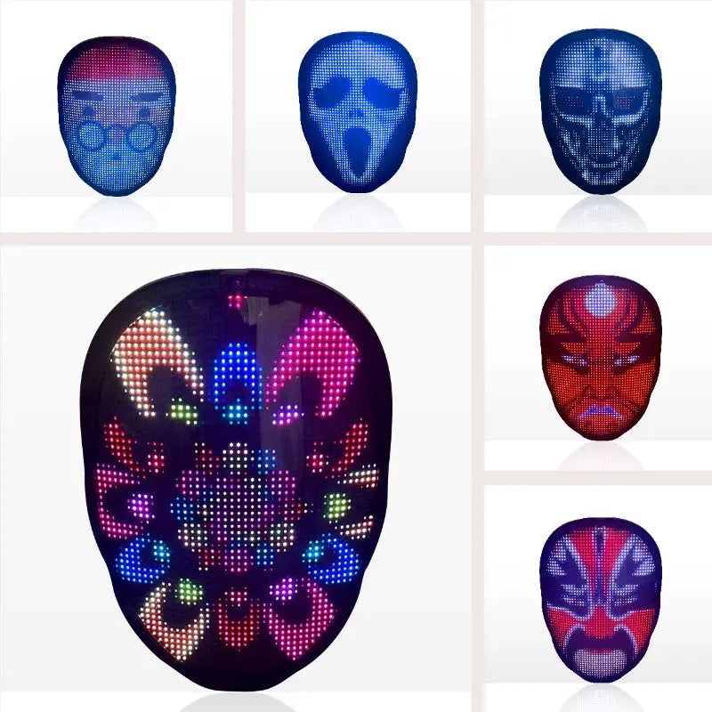 Halloween Face Masks Full Color LED Luminous Mask Face Changing Mask Party Bar Props Electronic Worldwide