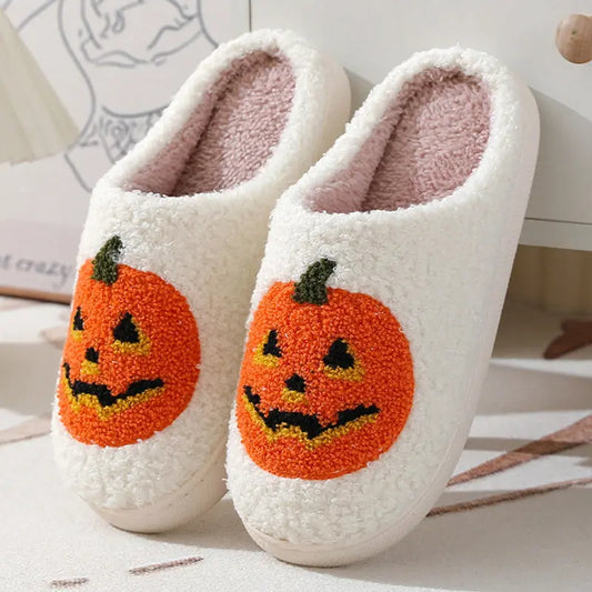 Halloween Pumpkin Cartoon Slippers Warm Winter Slippers Men And Women Couples Indoor House Shoes - Electronic Worldwide