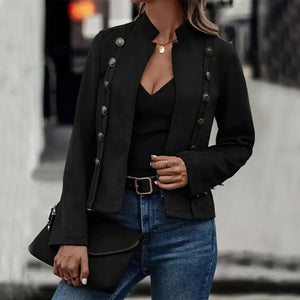 Solid Short Jacket Double Breasted Decorative Design Fashion Retro Suede Long Sleeve Outwear Tops Coat For Womens Clothing Electronic Worldwide