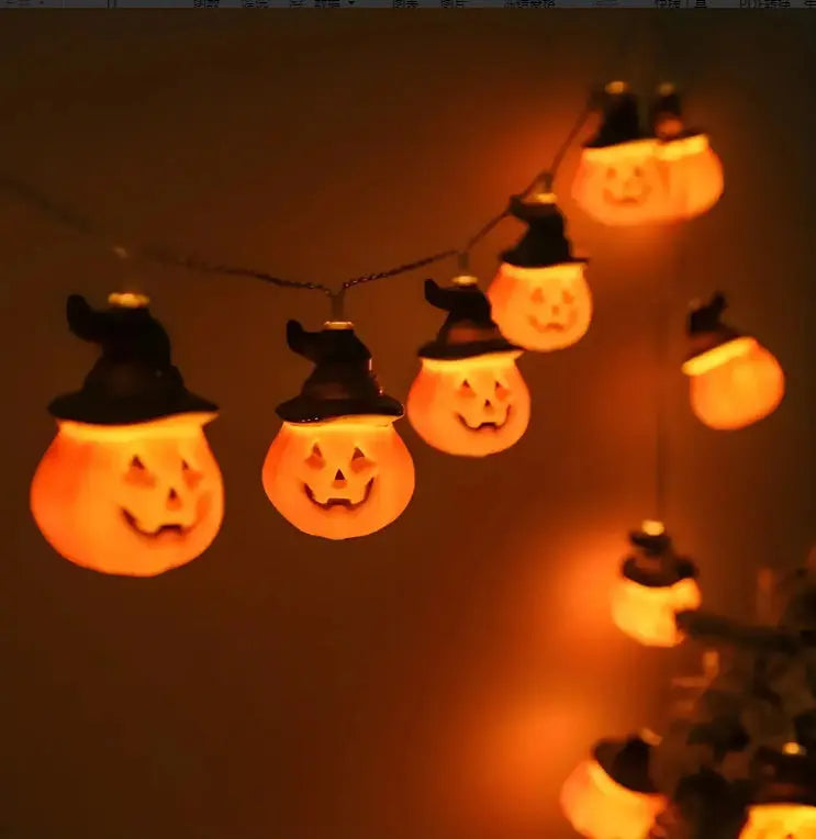 PVC Soft Material Halloween Lighting Chain Pumpkin Ghost Bat Modeling Lamp Indoor And Outdoor Home Decoration Electronic Worldwide