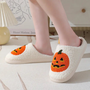 Halloween Pumpkin Cartoon Slippers Warm Winter Slippers Men And Women Couples Indoor House Shoes - Electronic Worldwide