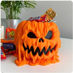 Melting Halloween Pumpkin Candy Bowl With Lid Reusable Candy Dish Spooky Food Display Bowl For Home Halloween - Electronic Worldwide