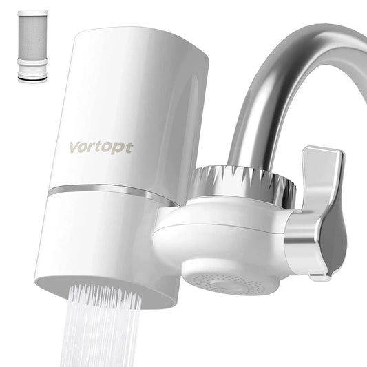 Vortopt Faucet Water Filter For Sink - NSF Certified Water Purifier For Faucet, 400 Gallons Faucet Mount Tap Water Filtration System For Kitchen, Bathroom, Reduces Lead, Chlorine, Bad Taste, T1 Electronic Worldwide