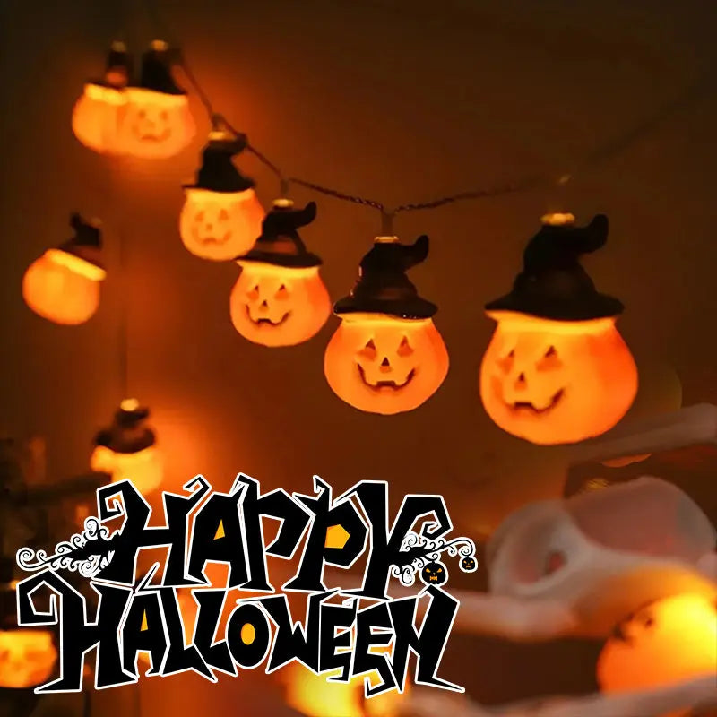 PVC Soft Material Halloween Lighting Chain Pumpkin Ghost Bat Modeling Lamp Indoor And Outdoor Home Decoration Electronic Worldwide