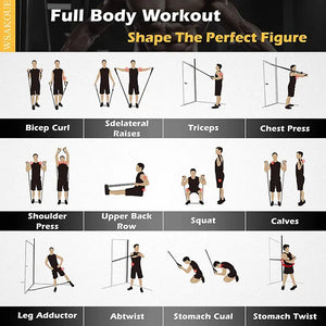 Resistance Band Set Workout Bands Exercise Band 5 Tube Fitness with Door Anchor Handles Legs Ankle Straps and Fitness Stick Electronic Worldwide