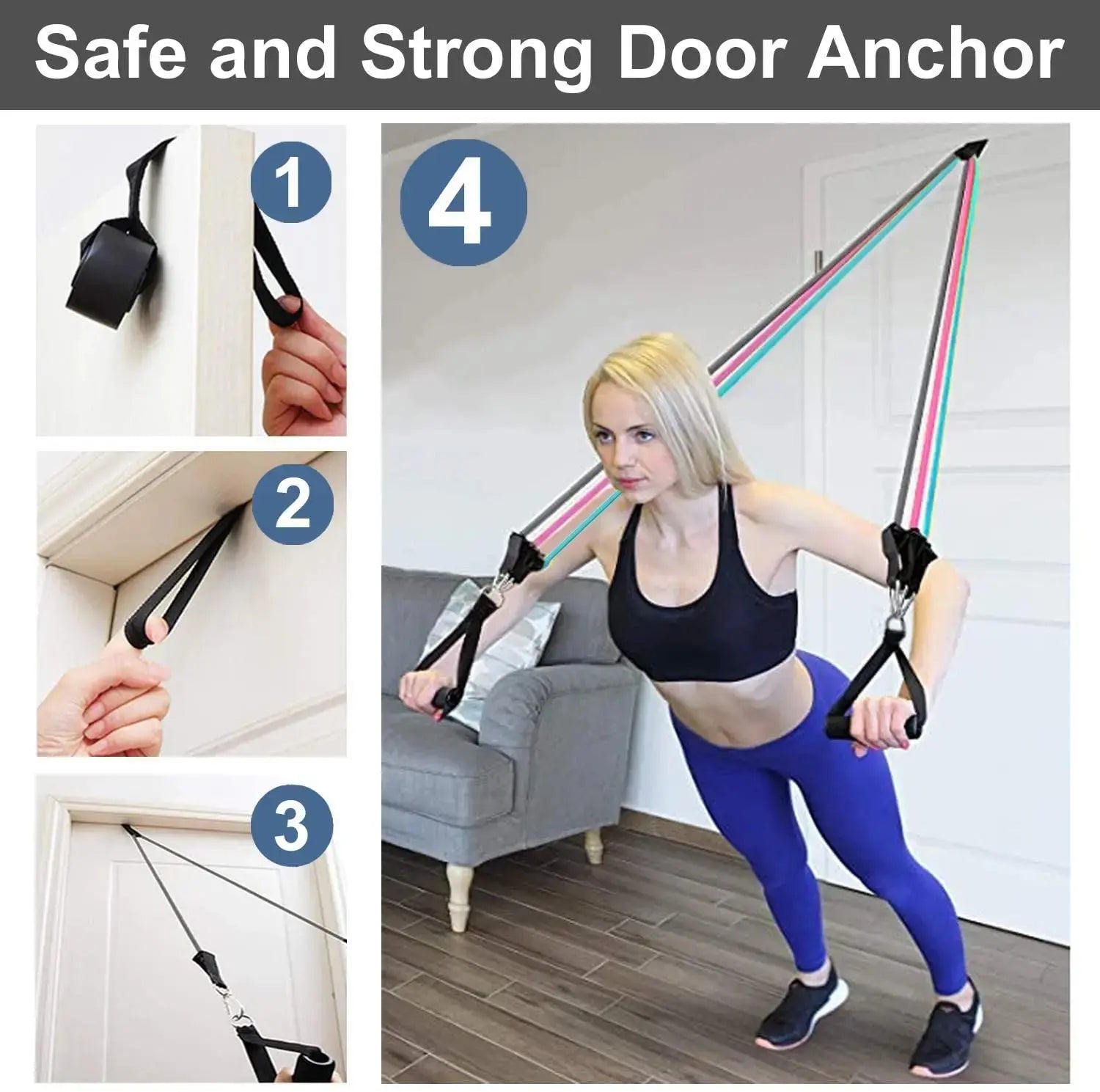 Resistance Band Set Workout Bands Exercise Band 5 Tube Fitness with Door Anchor Handles Legs Ankle Straps and Fitness Stick Electronic Worldwide