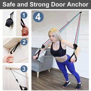 Resistance Band Set Workout Bands Exercise Band 5 Tube Fitness with Door Anchor Handles Legs Ankle Straps and Fitness Stick Electronic Worldwide