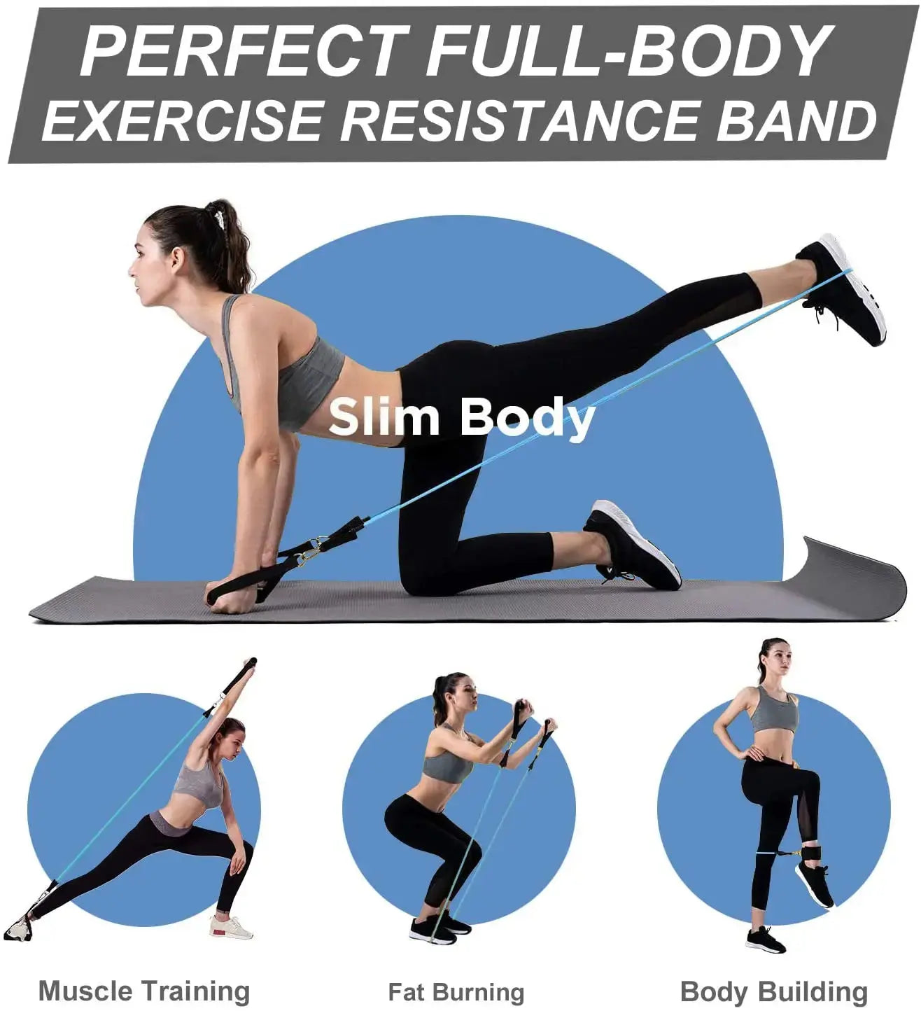 Resistance Band Set Workout Bands Exercise Band 5 Tube Fitness with Door Anchor Handles Legs Ankle Straps and Fitness Stick Electronic Worldwide