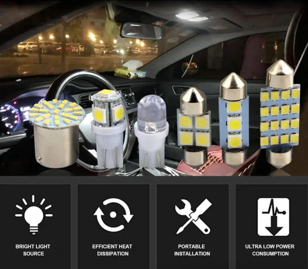 28pcs Car Interior White Combo LED Map Dome Door Trunk License Plate Light Bulbs Electronic Worldwide