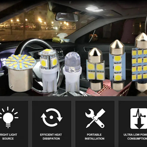 28pcs Car Interior White Combo LED Map Dome Door Trunk License Plate Light Bulbs Electronic Worldwide