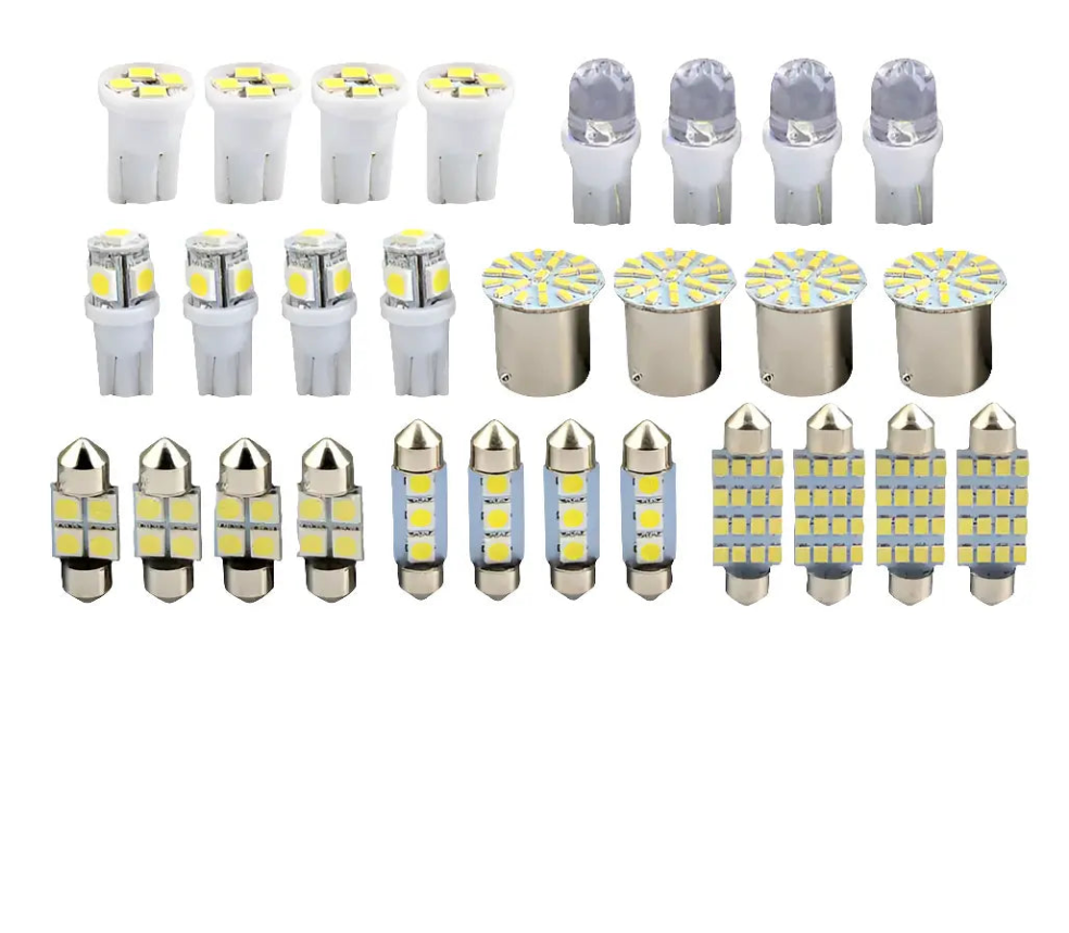 28pcs Car Interior White Combo LED Map Dome Door Trunk License Plate Light Bulbs Electronic Worldwide