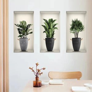 Wall Art Stickers Simulate 3D Three-dimensional Potted Green Plants Flowers Home Decorations Pegatinas De Pared Anime Wallpapers Electronic Worldwide