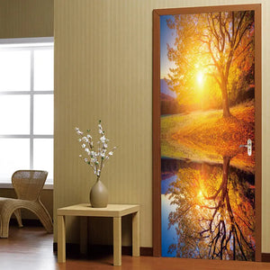 3d Simulation Door Stickers Living Room Bedroom Decor Wallpaper Posters Home Decor Wall Door Decals Electronic Worldwide