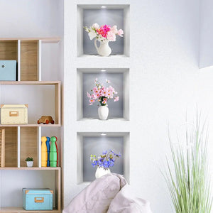 Wall Sticker 3D Simulation Flower Vase Household - Electronic Worldwide