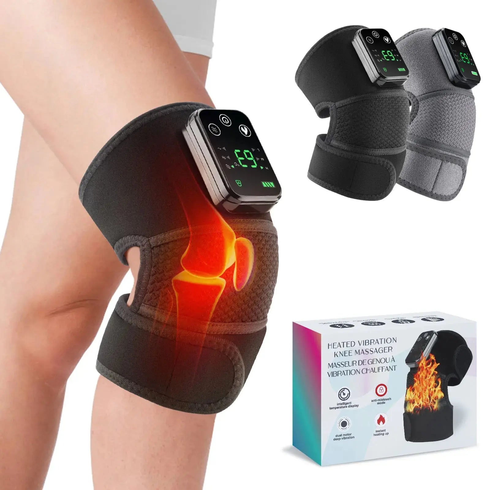 Knee Heating Massager Joint Physiotherapy Hot Compress Vibration Massage Elbow Shoulder Support Thermal Knee Pad Relieve Arthrit - Electronic Worldwide