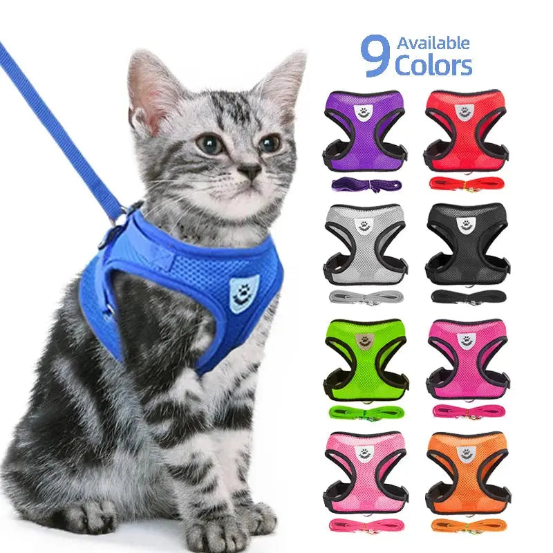 Cat Harness Vest Walking Lead Leash For Puppy Dogs Collar Polyester Adjustable Mesh Dog Harness For Small Medium Pet Accessories Electronic Worldwide