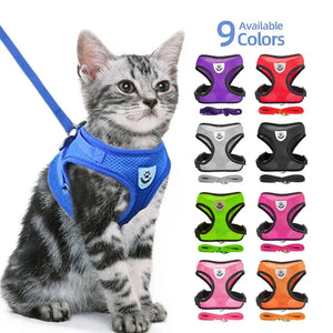 Cat Harness Vest Walking Lead Leash For Puppy Dogs Collar Polyester Adjustable Mesh Dog Harness For Small Medium Pet Accessories Electronic Worldwide