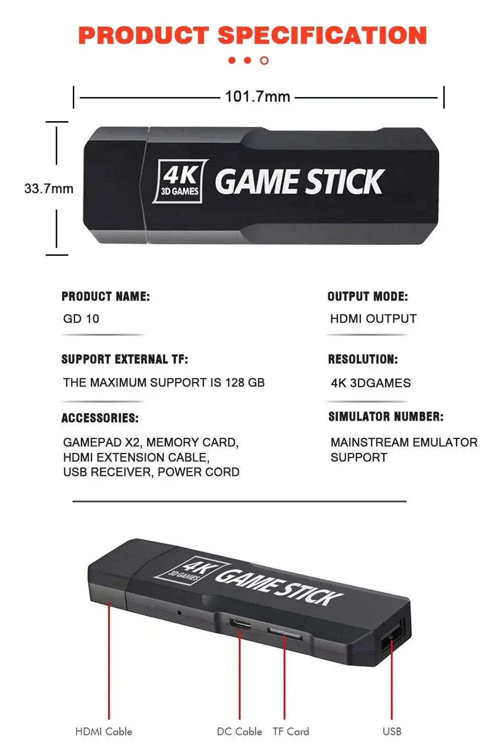 Game Stick 3D HD 128G 30000games My Store