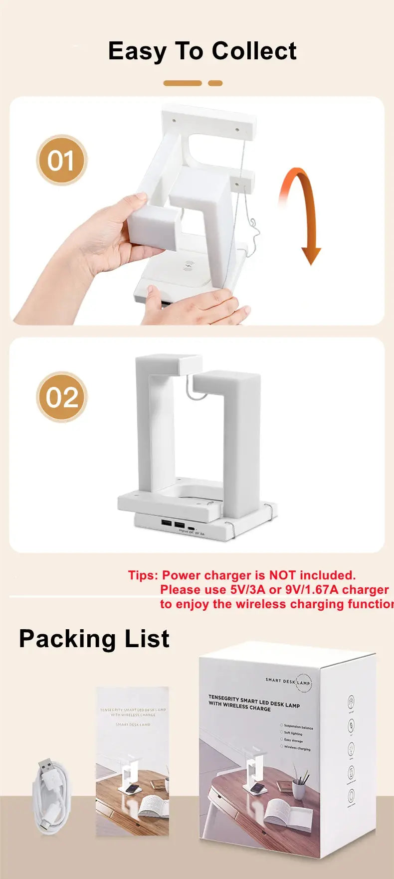 Novelty floating lamp with 10 W  detachable wireless charger decorative light for bedroom/office Electronic Worldwide