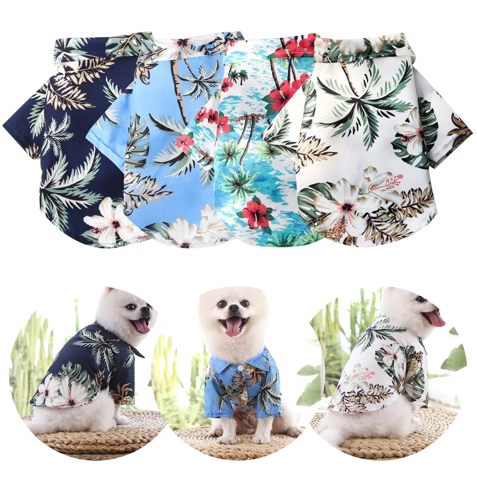 Pet Summer Cotton Shirts Hawaii Style Electronic Worldwide