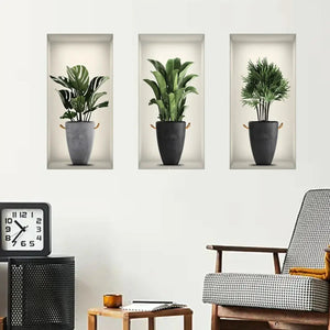 Wall Art Stickers Simulate 3D Three-dimensional Potted Green Plants Flowers Home Decorations Pegatinas De Pared Anime Wallpapers Electronic Worldwide