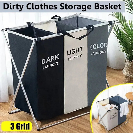 3 Grids Laundry Basket Foldable Electronic Worldwide