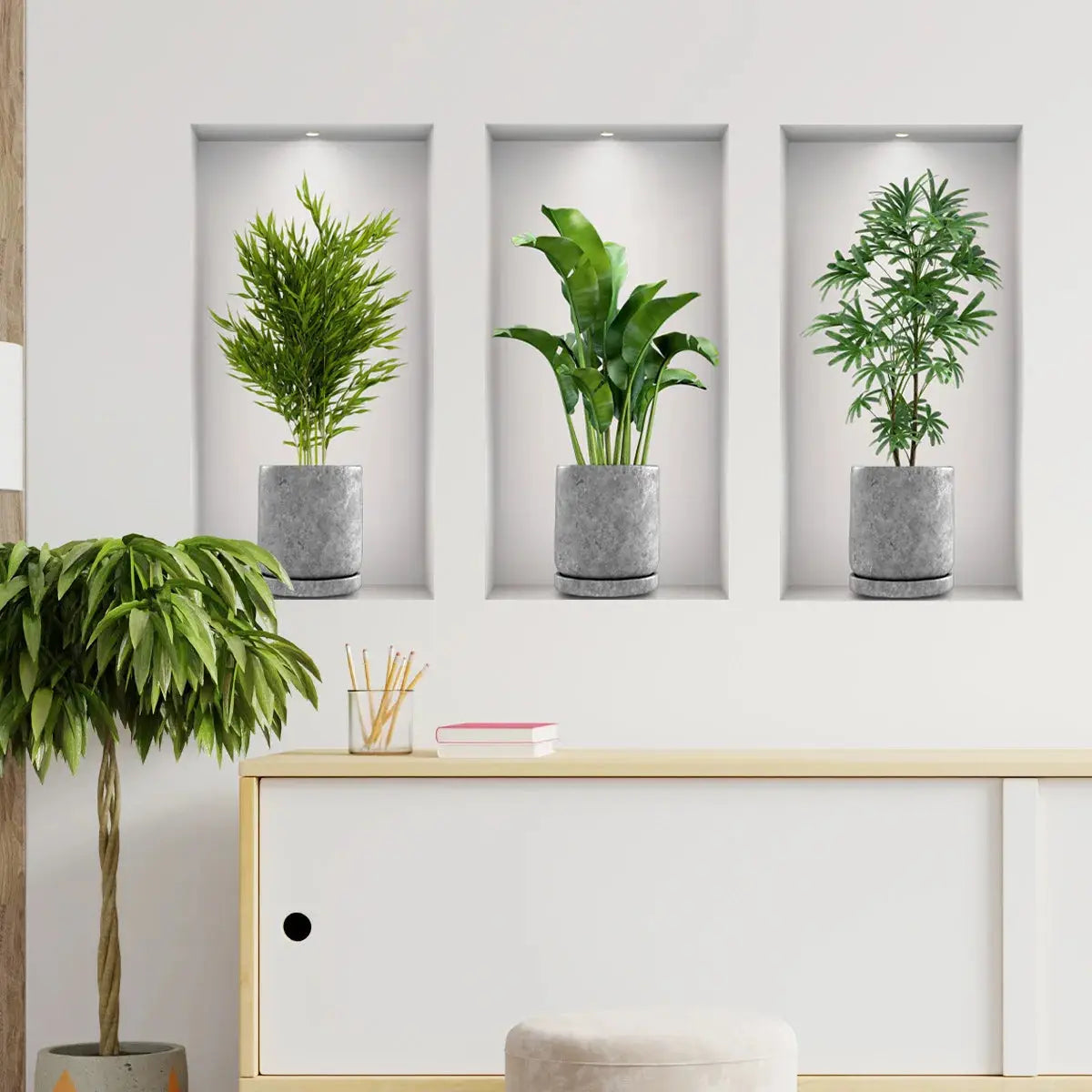 Wall Art Stickers Simulate 3D Three-dimensional Potted Green Plants Flowers Home Decorations Pegatinas De Pared Anime Wallpapers Electronic Worldwide