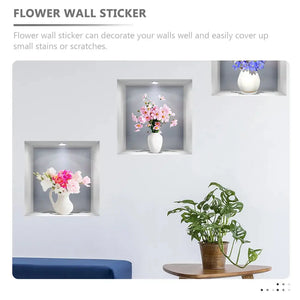 Wall Sticker 3D Simulation Flower Vase Household - Electronic Worldwide