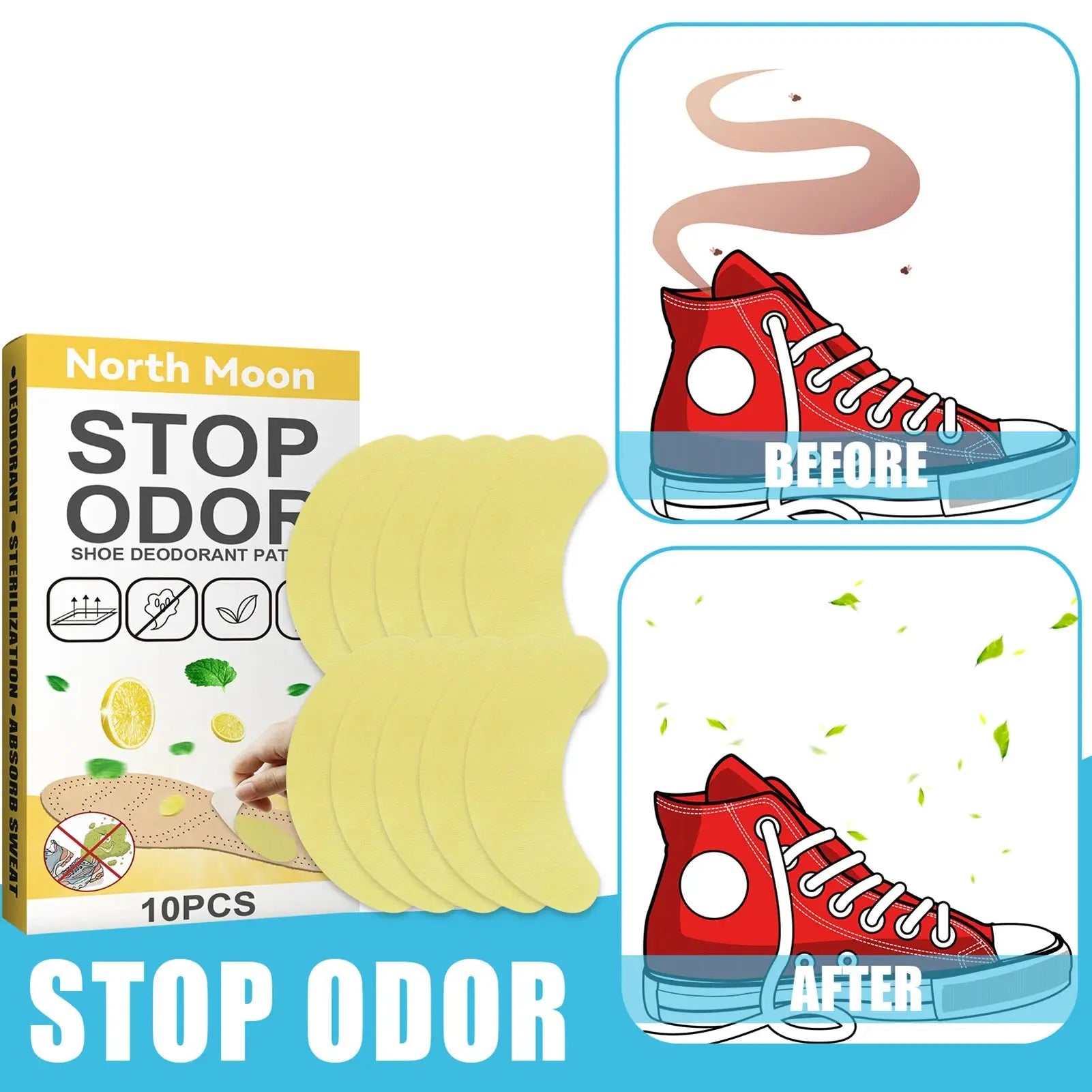 Foot And Shoe Odor Eliminator Pads Insole Stickers Electronic Worldwide