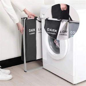 3 Grids Laundry Basket Foldable Electronic Worldwide