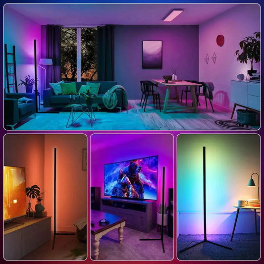 160cm Smart Tuya Corner Floor Lamp Dimmable RGB LED Modern Mood Lighting Alexa Stand Lights for Bedroom Gaming Living Room Decor Electronic Worldwide