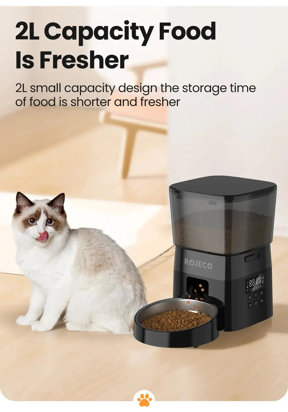 ROJECO Automatic Pet Feeder Button Version Electronic Worldwide