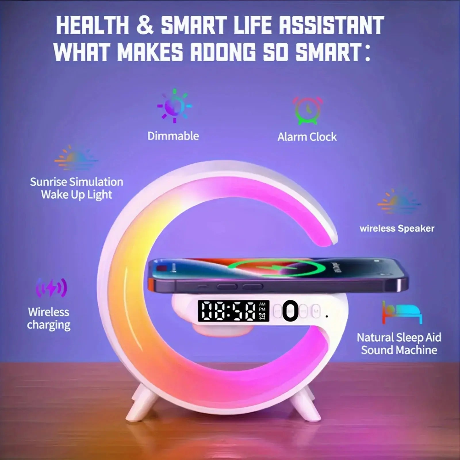 Bluetooth speaker clock alarm wireless charger Electronic Worldwide