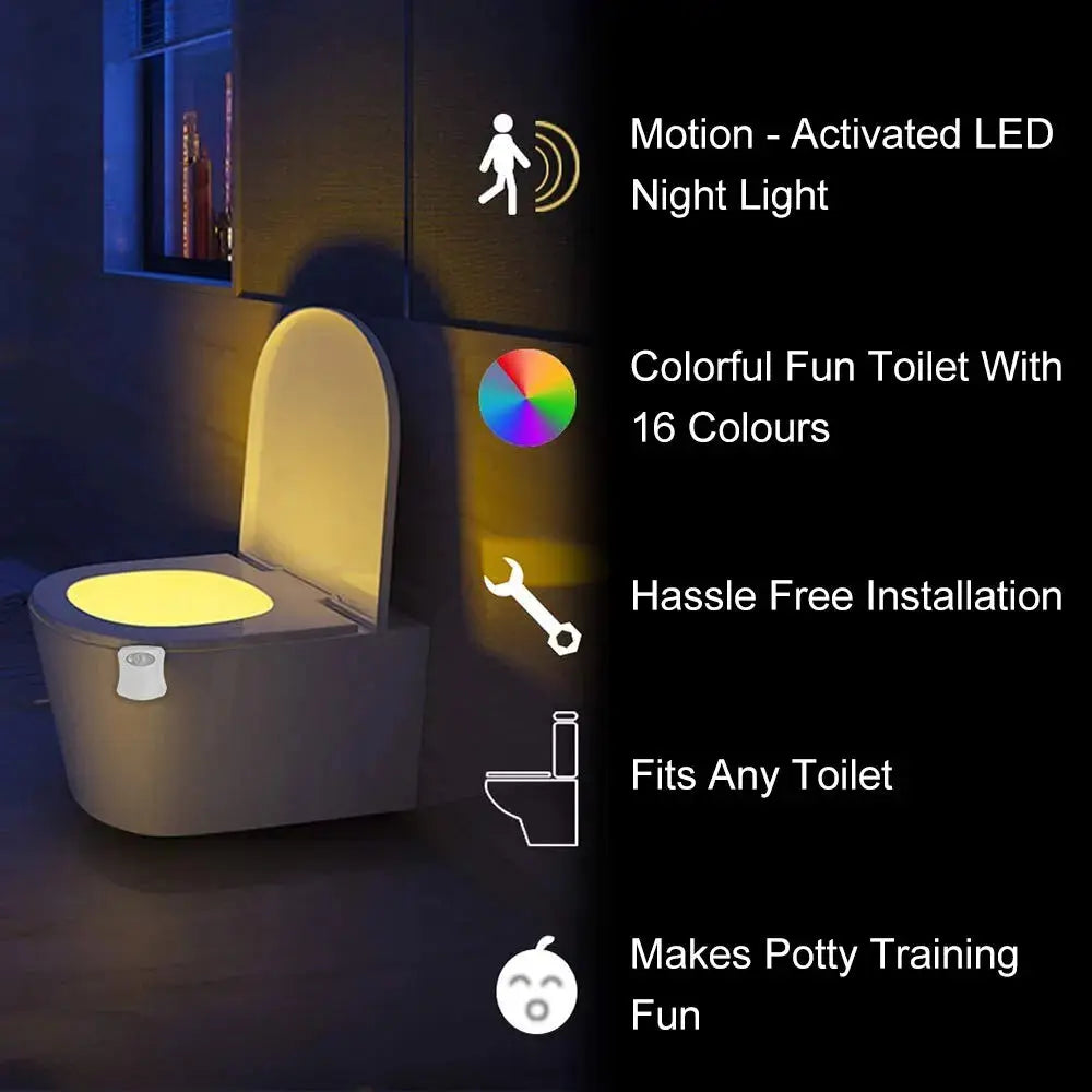 Mini Kawayi Night Light Human Infrared Sensing Light LED Night Light Stick Toilet 16/8 Color Bathroom Colorful - Electronic Worldwide