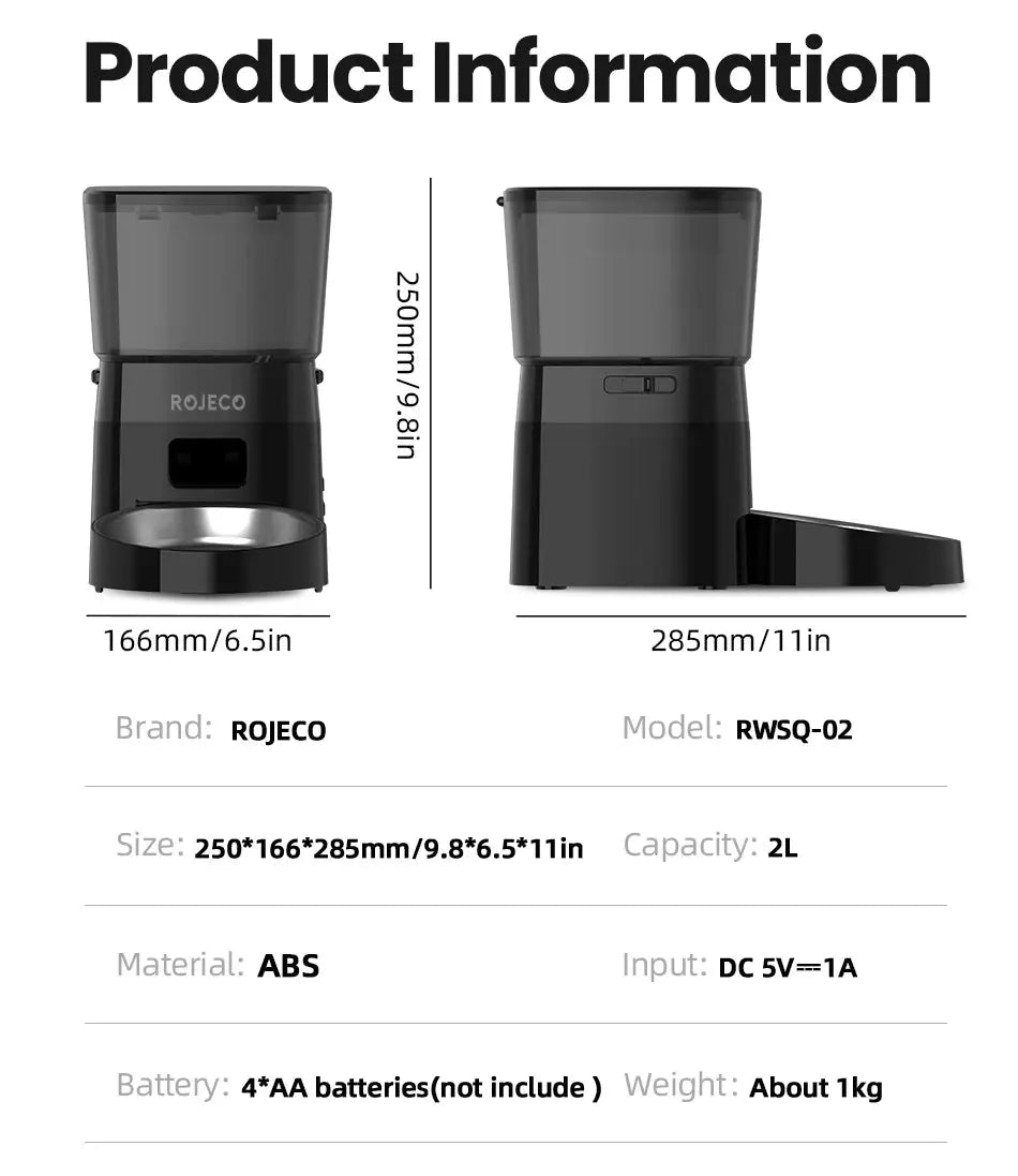 ROJECO Automatic Pet Feeder Button Version Electronic Worldwide