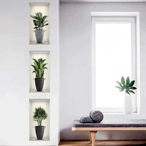 Wall Art Stickers Simulate 3D Three-dimensional Potted Green Plants Flowers Home Decorations Pegatinas De Pared Anime Wallpapers Electronic Worldwide