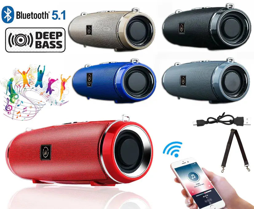 Bluetooth 5.1 Speaker Wireless Waterproof Outdoor Stereo LOUD Bass USB/TF Strap Electronic Worldwide