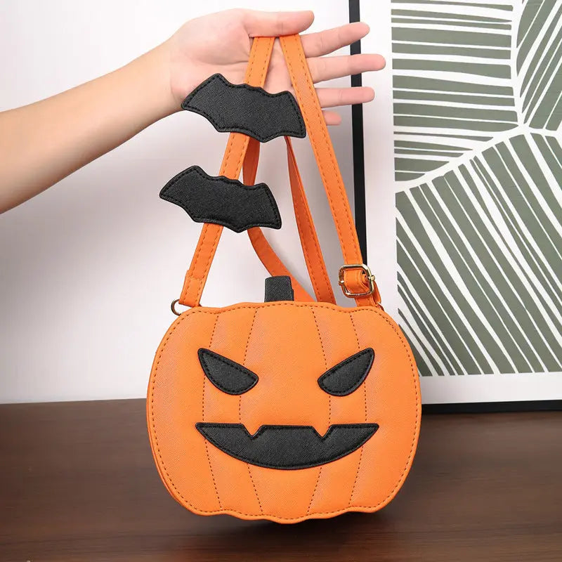 2023 Halloween Bags Funny Pumpkin Cartoon Shoulder Crossbody Bag With Bat Personalized Creative Female Bag Electronic Worldwide