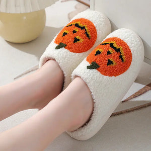 Halloween Pumpkin Cartoon Slippers Warm Winter Slippers Men And Women Couples Indoor House Shoes - Electronic Worldwide