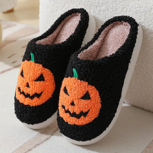 Halloween Pumpkin Cartoon Slippers Warm Winter Slippers Men And Women Couples Indoor House Shoes - Electronic Worldwide