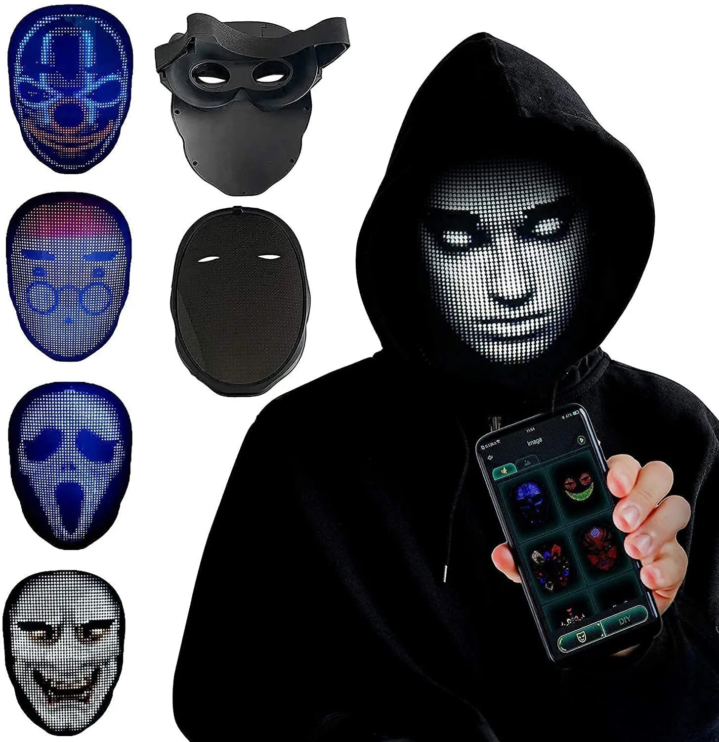 Halloween Face Masks Full Color LED Luminous Mask Face Changing Mask Party Bar Props Electronic Worldwide