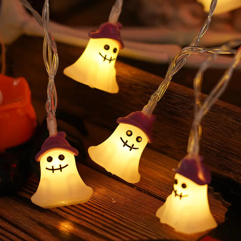 PVC Soft Material Halloween Lighting Chain Pumpkin Ghost Bat Modeling Lamp Indoor And Outdoor Home Decoration Electronic Worldwide