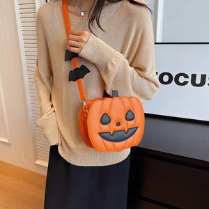 2023 Halloween Bags Funny Pumpkin Cartoon Shoulder Crossbody Bag With Bat Personalized Creative Female Bag Electronic Worldwide