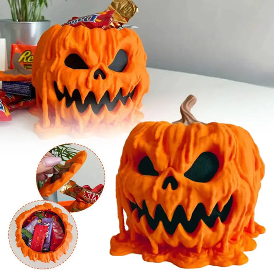 Melting Halloween Pumpkin Candy Bowl With Lid Reusable Candy Dish Spooky Food Display Bowl For Home Halloween - Electronic Worldwide