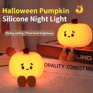 Home Decor Halloween Pumpkin Night Light Cute Soft Silicone Lamp Touch  Dimmable Rechargeable Bedside Decor Light Kids Gifts Halloween Decorations - Electronic Worldwide