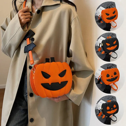 2023 Halloween Bags Funny Pumpkin Cartoon Shoulder Crossbody Bag With Bat Personalized Creative Female Bag Electronic Worldwide