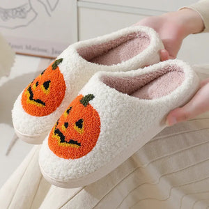 Halloween Pumpkin Cartoon Slippers Warm Winter Slippers Men And Women Couples Indoor House Shoes - Electronic Worldwide