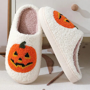 Halloween Pumpkin Cartoon Slippers Warm Winter Slippers Men And Women Couples Indoor House Shoes - Electronic Worldwide