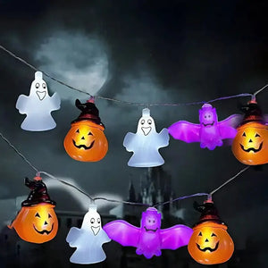 PVC Soft Material Halloween Lighting Chain Pumpkin Ghost Bat Modeling Lamp Indoor And Outdoor Home Decoration Electronic Worldwide