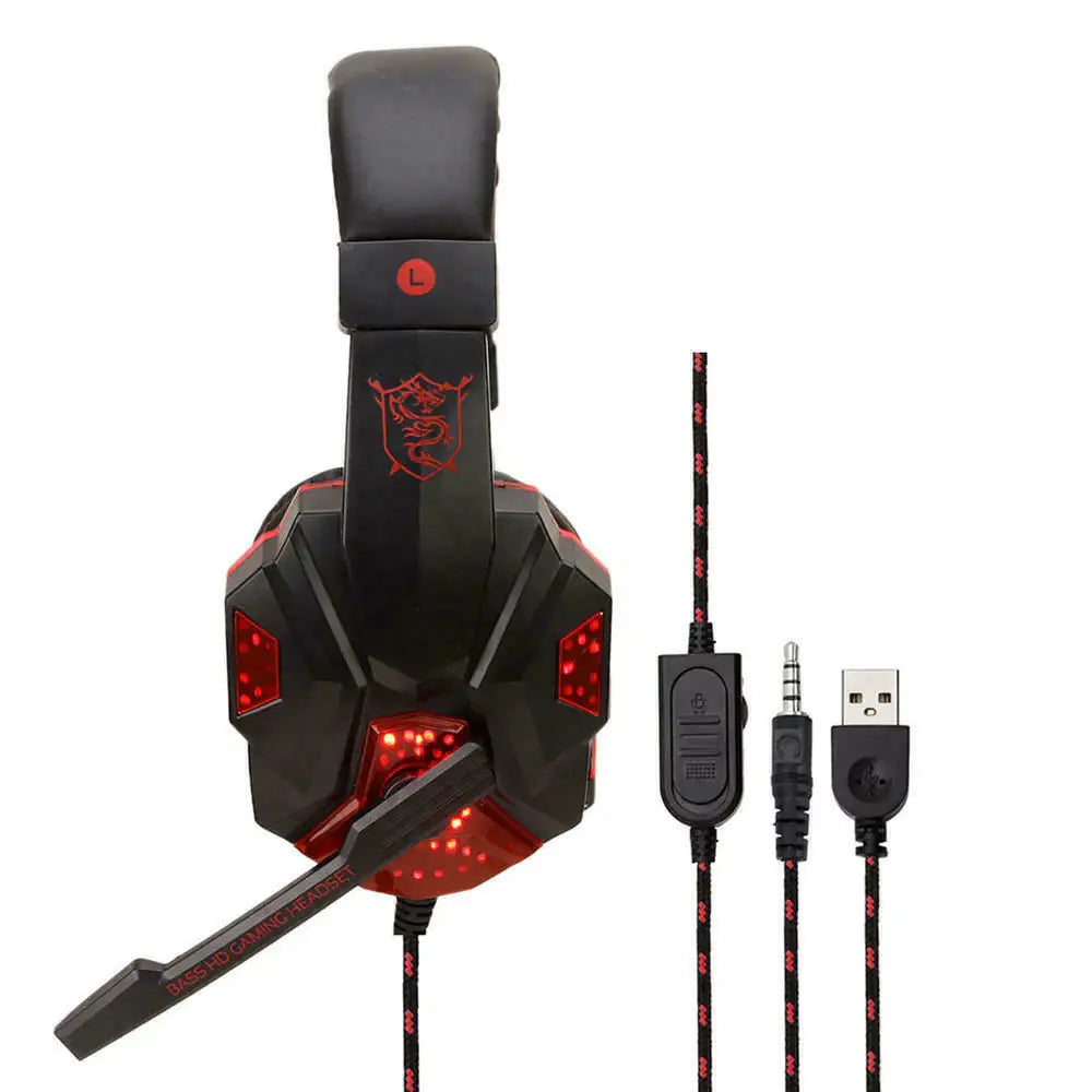 3.5mm Gaming Headset Mic LED Headphones Electronic Worldwide